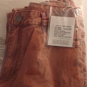 NWT Red Blue Jeans Stretchy Denim Colorblock 1XL 1X 14 16  Straight Leg Skinny